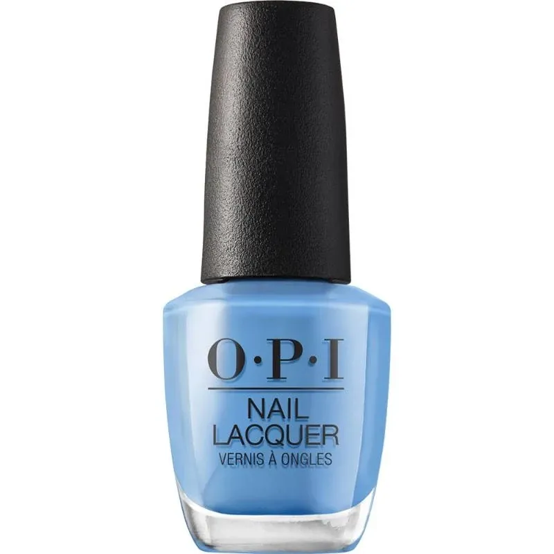 Blue, glossy, OPI nail polish “Rich Girls & Po-Boys” – vibrant, glossy finish for standout nails.