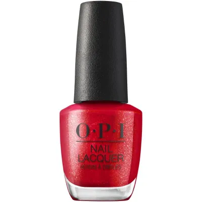 Vernis à ongles OPI Kiss My Aries 15ml – teinte rouge scintillante, fini brillant longue tenue pour une manucure éclatante.