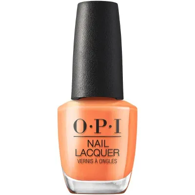 Oranje, glanzend, OPI nagellak “Silicon Valley Girl” – levendige glanzende oranje tint.