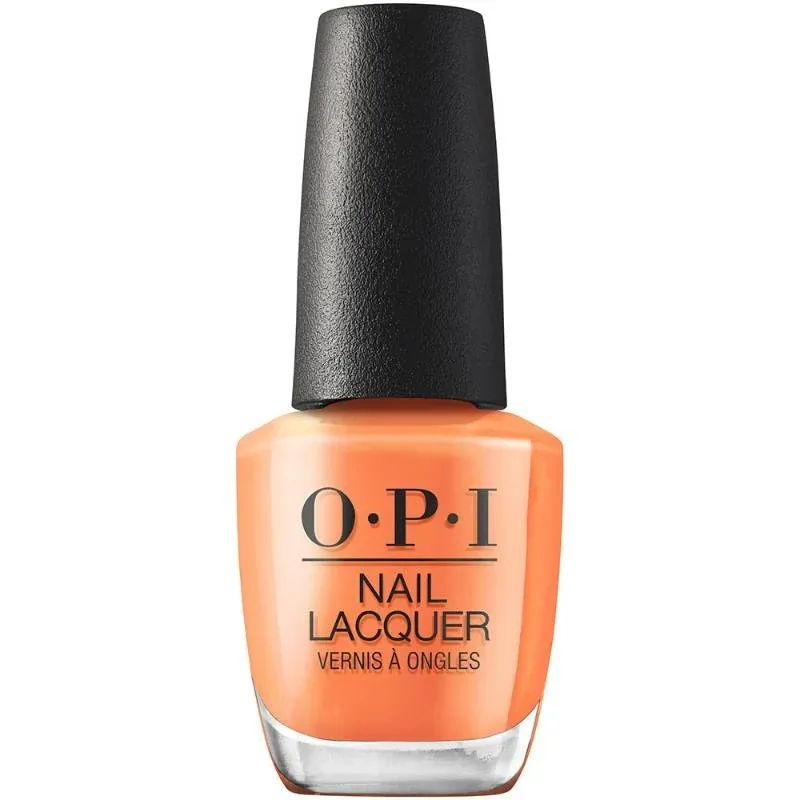 Oranje, glanzend, OPI nagellak “Silicon Valley Girl” – levendige glanzende oranje tint.