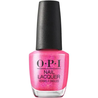 Rose, scintillant, vernis OPI “Spring Break the Internet” – finition rose étincelante.