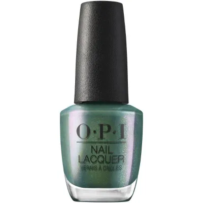 Green nail polish with a shimmering finish, named Feelin' Capricorn-y. Perfect for a sparkling and trendy look.