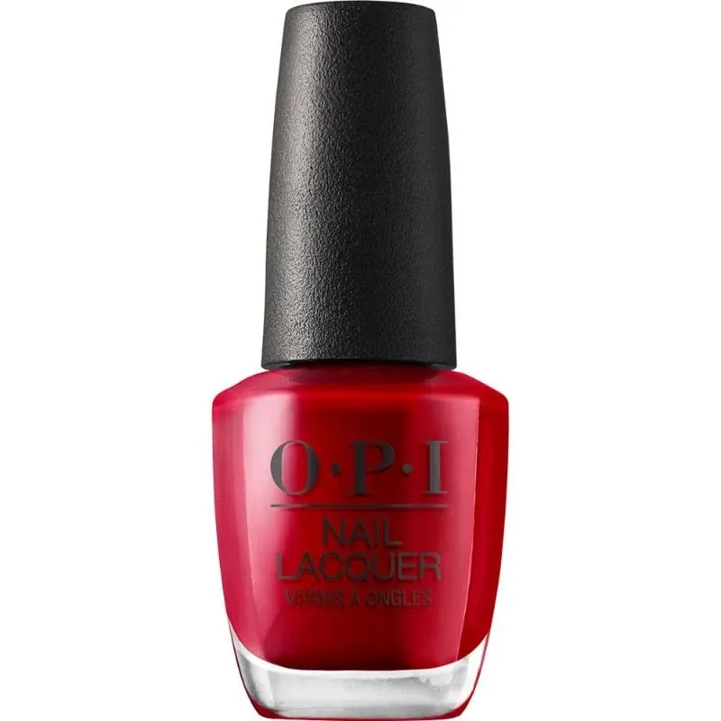 Vernis à ongles OPI Red Hot Rio, teinte rouge ardente avec une finition brillante pour un look audacieux et séduisant.