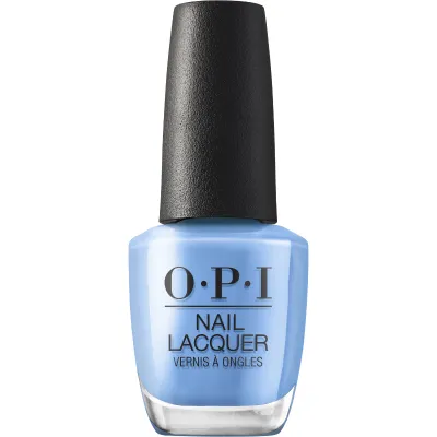OPI bright blue nail polish with a glossy finish, Blue Them All Away. For a bold and fresh look.
