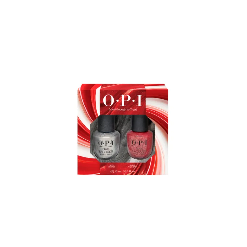 OPI duopack nagellak – klassieke rode & zilveren tinten, Good Enough to Treat-collectie