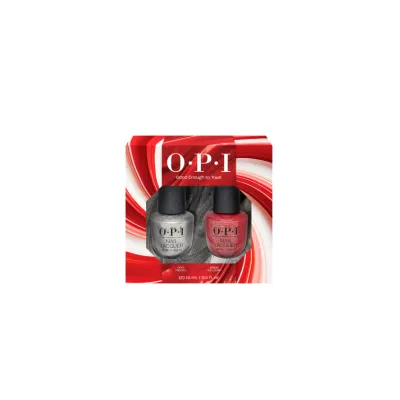 Duo vernis à ongles OPI – rouge classique & argenté, collection Good Enough to Trea