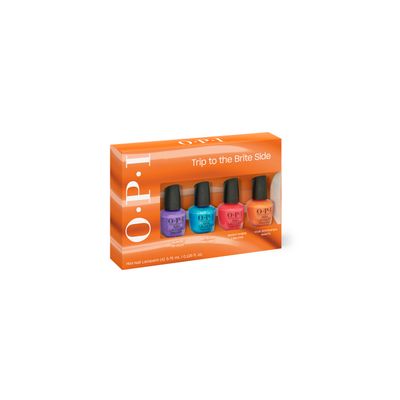 Vue latérale des flacons mini vernis OPI Trip to the Brite Side