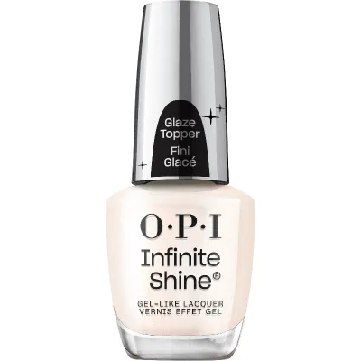 OPI Infinite Shine Got Glaze? glaze topper bottle with semi-translucent milky finish and soft white pigment