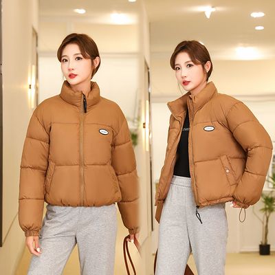Veste rembourrée en coton pour femme Courte Couleur unie Hiver 2023 Nouvelle petite veste à pain Veste rembourrée en coton Manteau ample épaissi en coton rembourré pour les femmes