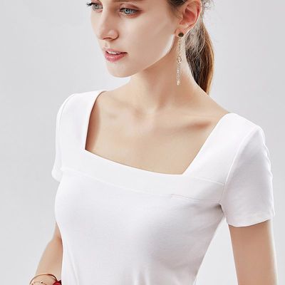 T-shirt femme manches courtes T-shirt demi-manches mince haut sexy