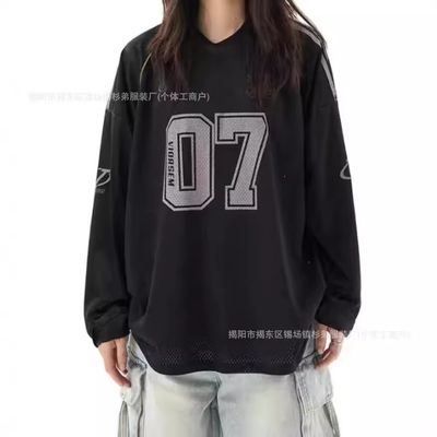 T-shirt manches longues en Jersey imprimé Graffiti, style américain, Vintage, ample, Hiphop, Niche, vêtements de bal pour femmes