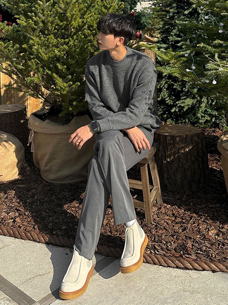 MYQ Style paresseux col rond pull hommes automne Style coréen pull à fond ample automne et hiver manteau chaud