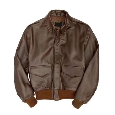Spot AliExpress Station indépendante souhait US Air Force couleur unie revers décontracté hommes veste en cuir 6674