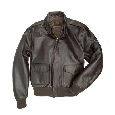 Spot AliExpress Station indépendante souhait US Air Force couleur unie revers décontracté hommes veste en cuir 6674