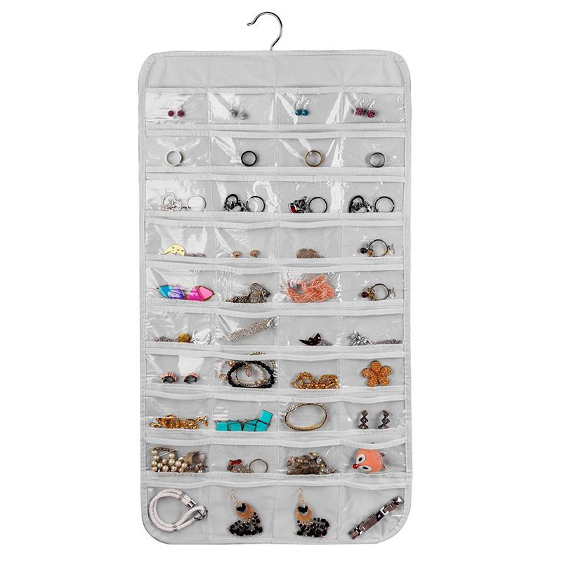Sac suspendu à bijoux Double face, carte de visite, carte de membre, rangement de petits objets