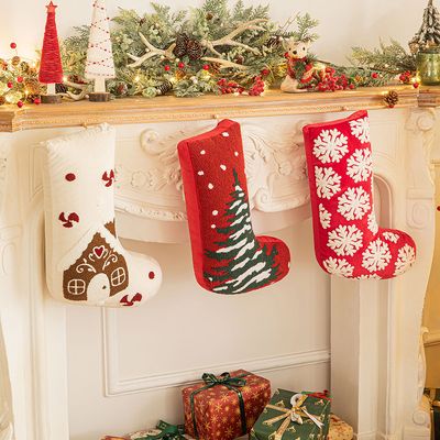 Oreiller chaussettes de noël créatif, décoratif pour canapé de salon américain, arbre de noël, flocon de neige, coussin en peluche mignon, nouvelle collection