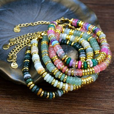 Temu Dopamine couleur Frisbee Bracelet de perles femme minorité haut sens ne se décolore pas Bracelet en cristal de pierre naturelle