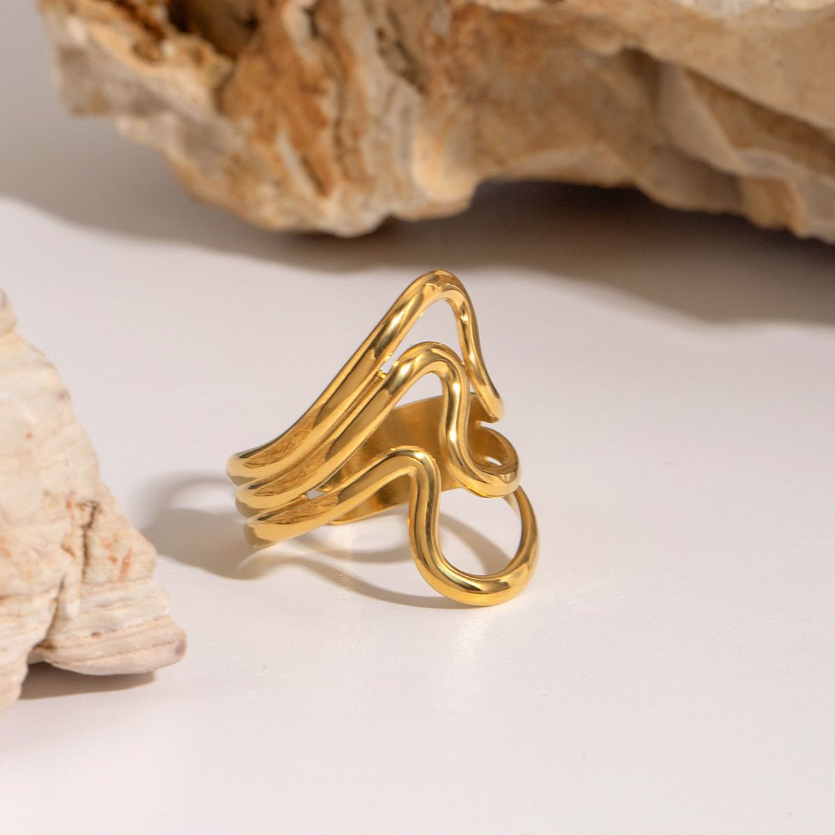 Bague couleur or en acier inoxydable