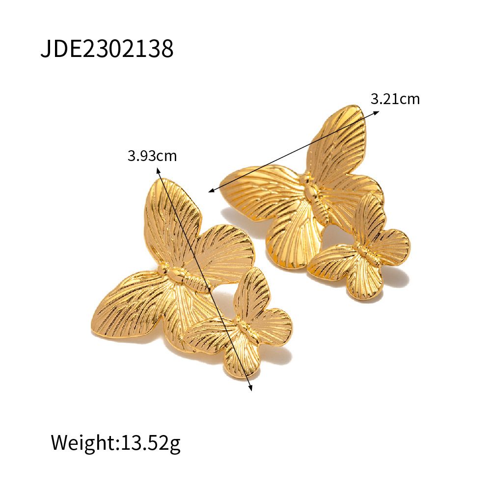 Boucles d&amp;#039;oreilles papillon plaquées acier inoxydable