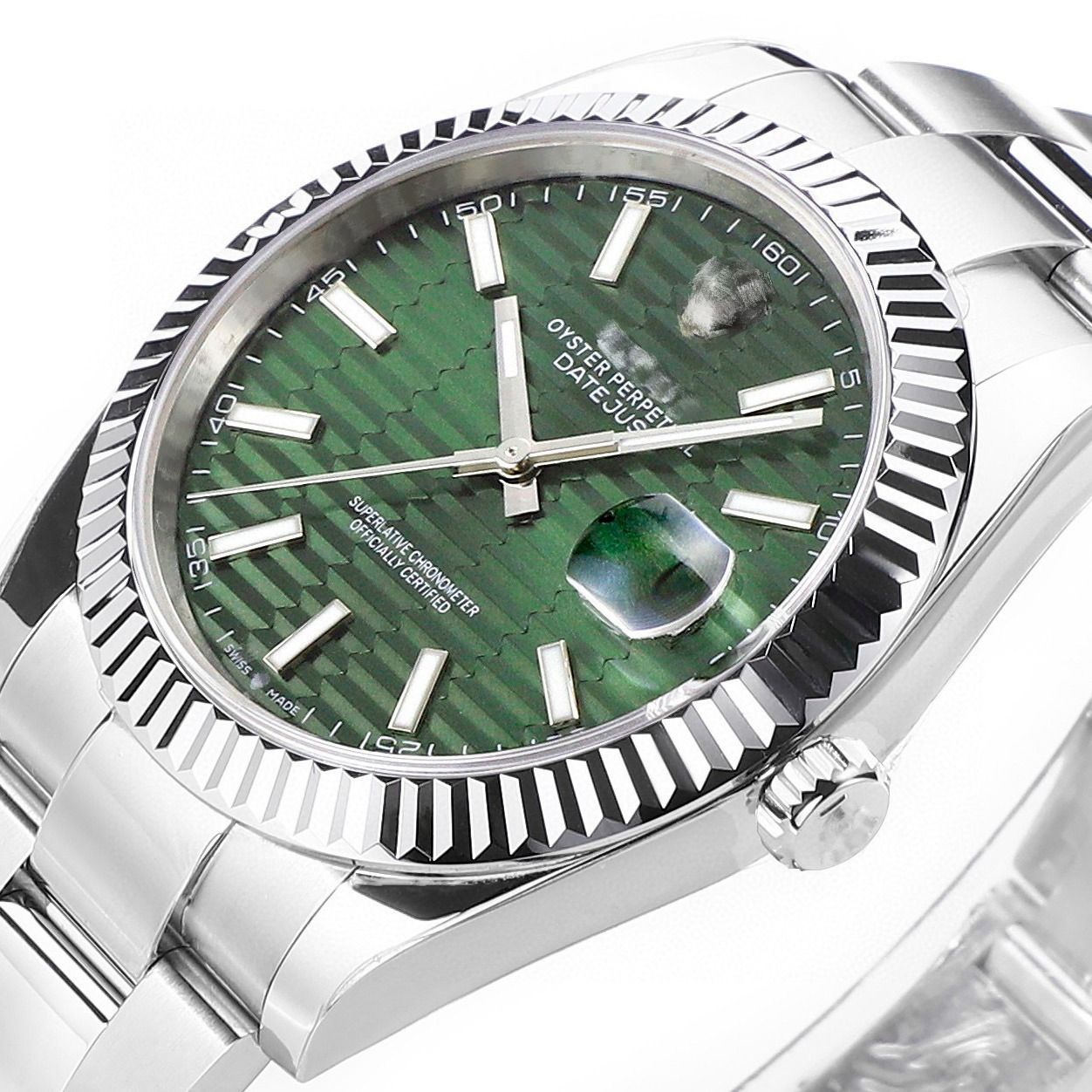 Lao Jia Montre mécanique automatique de type journal pour hommes Ceinture en acier Oyster Montre de couple à calendrier unique en saphir avec surface en diamant pour hommes