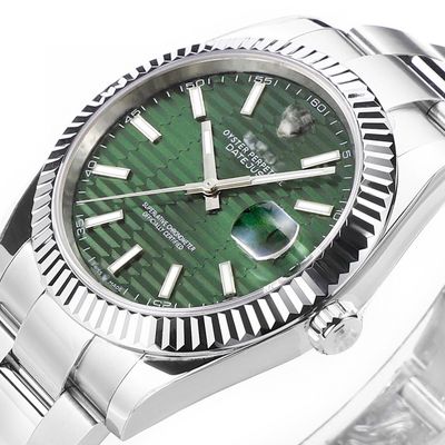 Lao Jia Montre mécanique automatique de type journal pour hommes Ceinture en acier Oyster Montre de couple à calendrier unique en saphir avec surface en diamant pour hommes