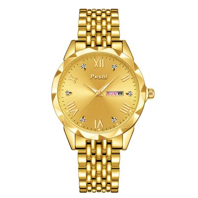 POSHI Montre à Quartz Mode Affaires Double Calendrier Lumineux Montre pour Hommes Mode