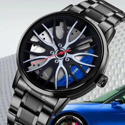 Nouveau commerce extérieur montre pour hommes Cool Wheel Hub à la mode cadran personnalisé bracelet en acier montre pour hommes à la mode montre-bracelet non mécanique
