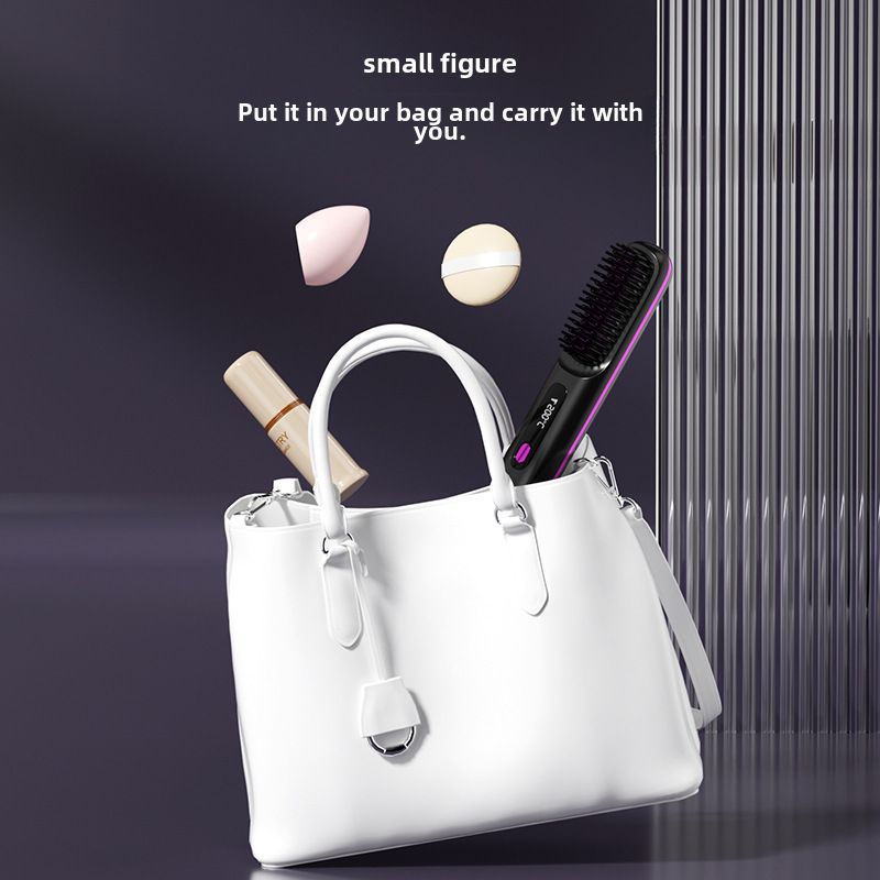 Nouveau LCD USB charge sans fil Portable friser cheveux lisseur peigne céramique chauffage Ion négatif électronique peigne défriser les cheveux