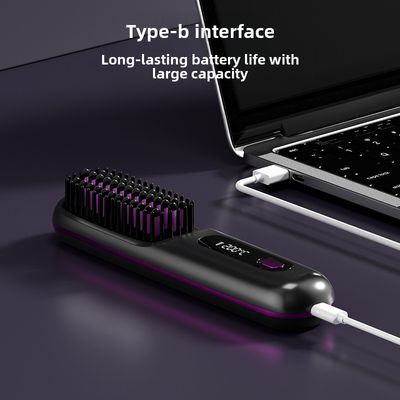 Nouveau LCD USB charge sans fil Portable friser cheveux lisseur peigne céramique chauffage Ion négatif électronique peigne défriser les cheveux