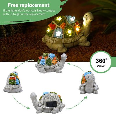 Lampe solaire d&amp;#039;extérieur en résine, tortue, Statue de jardin succulente, ornements de décoration