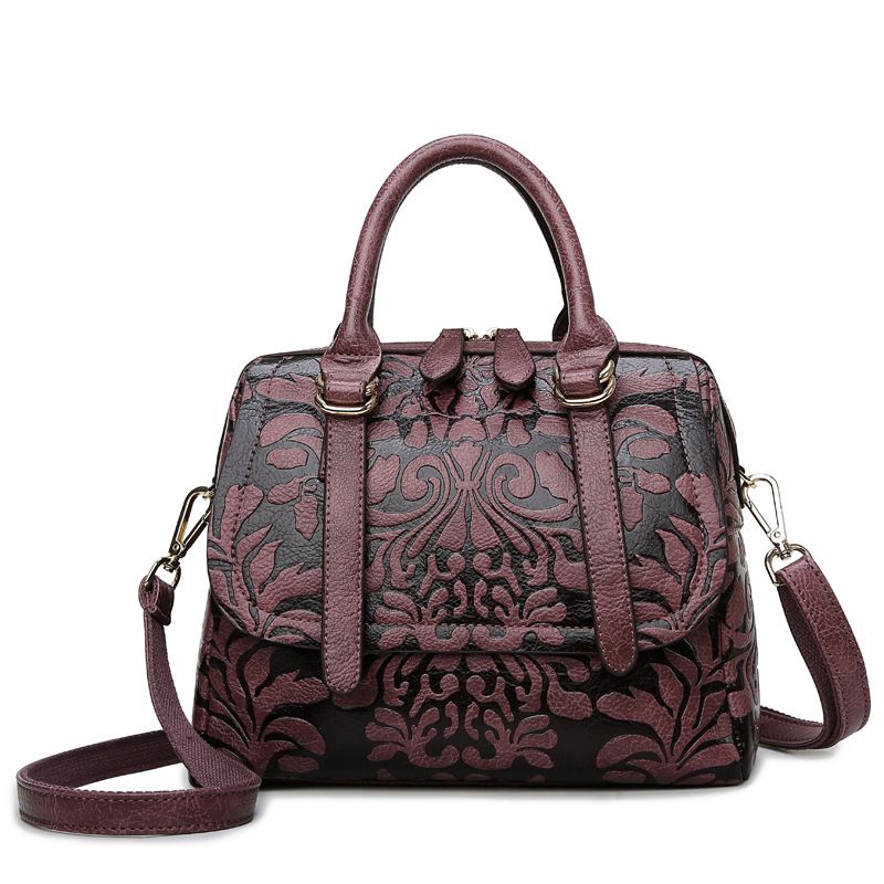 Sac femme Vintage imprimé sac femme 2022 nouvelle mode grand sac femme grande capacité épaule main sac à bandoulière, Color: Purple
