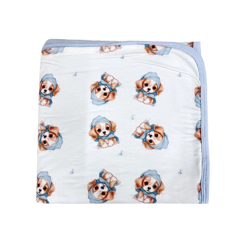 Paquet de couverture de bébé en Fiber de bambou pour nouveau-né, paquet de nouveau-né, couverture pour nouveau-né, Color: Blue puppy, Suitable for height: One size fits all