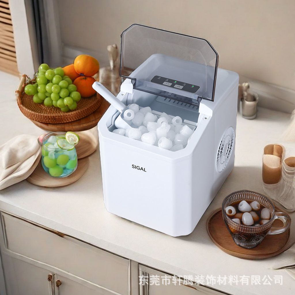Machine à glaçons transfrontalière maison dortoir Mini petit bureau boisson froide machine à glaçons automatique commerciale machine à glaçons extérieure, Color: White exclusive version (big and small ice and water prompts when the ice is full), Product Specifications: Uk standard 220v-240v (english manual) automatic cleaning function