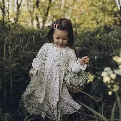 Robe russe en coton pour filles, imprimé à pois, Style pastoral, manches longues, jupe trapèze française, printemps et automne