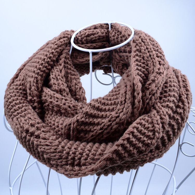 Écharpe en laine tricotée, couleur unie,