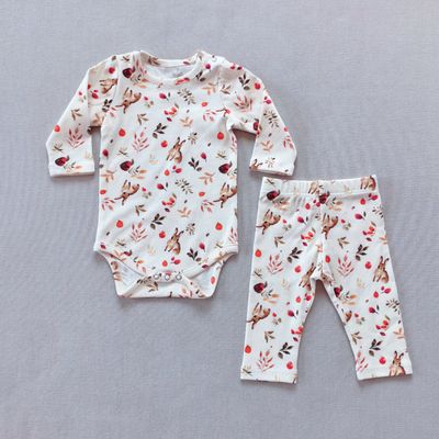 Nouveau bébé imprimé sac gros vêtements Leggings ensemble coton bébé combinaison florale à manches longues costume d&amp;#039;escalade