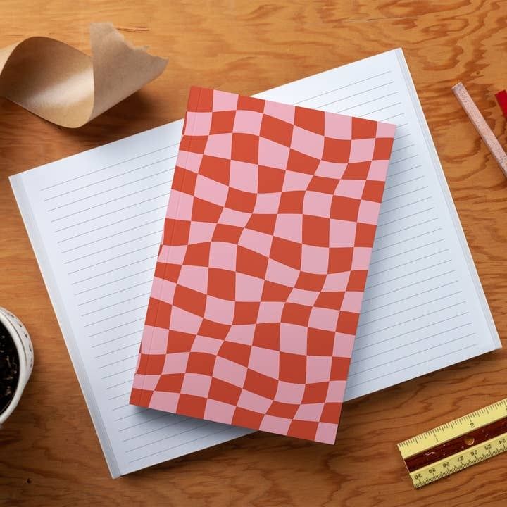 Denik Wonky Checkers Lay Flat Notebook