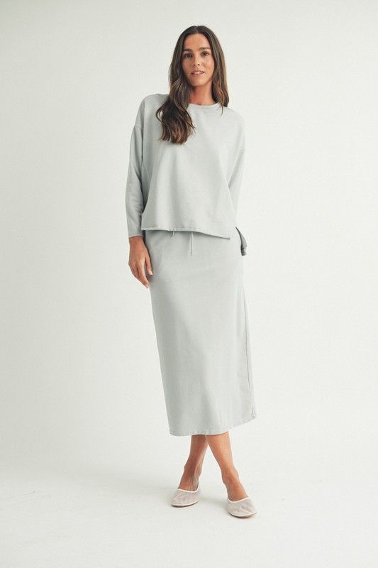 Elle Grey Ash Grey Midi Skirt