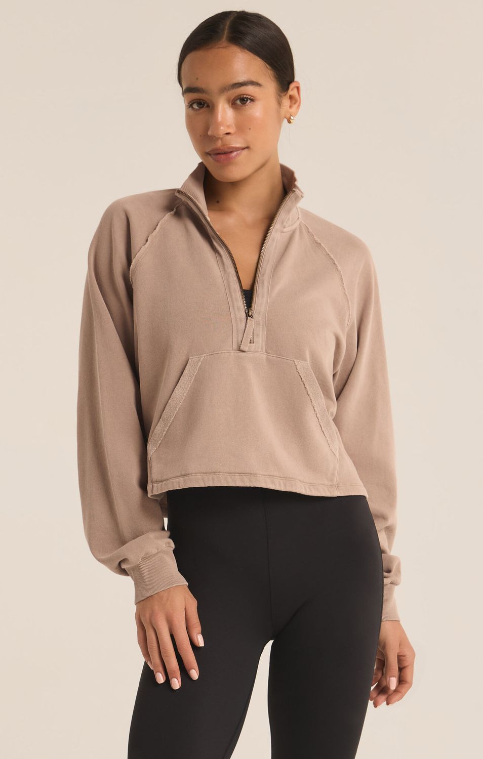 Z Supply Latte Half Zip Sweatshirt