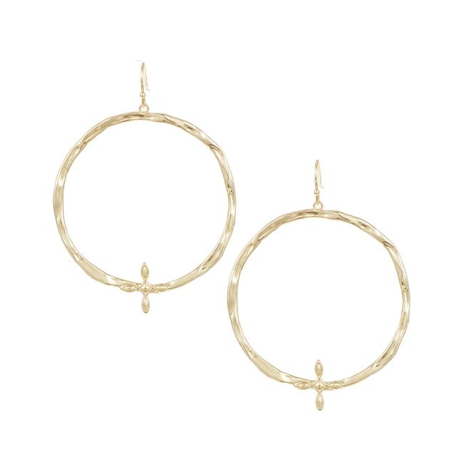 Natalie Wood Radiant Cross Hoop Earring