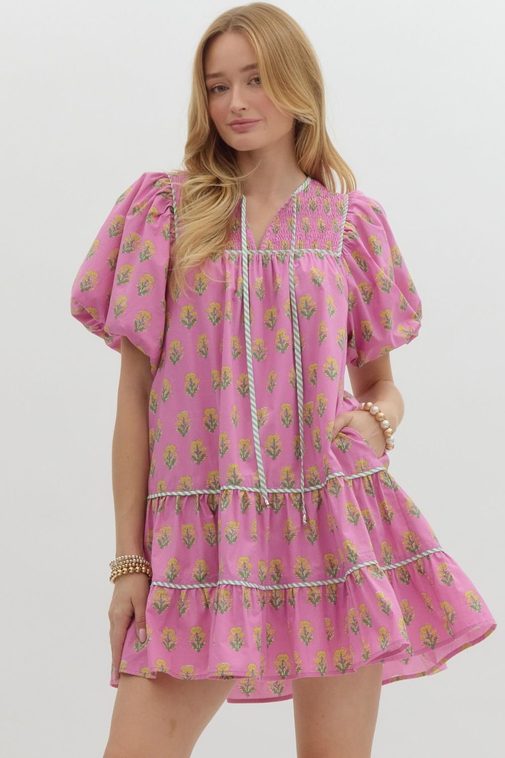 Entro Pink Print Dress