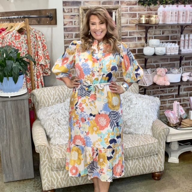 Gigio Multi Soft Floral Midi Dress