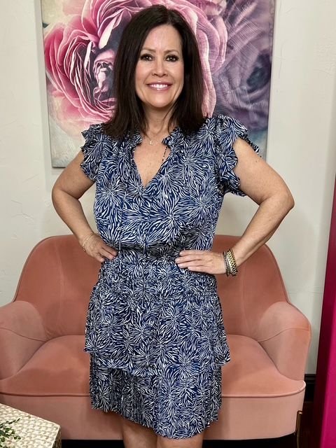 Jane Navy Print Adina Dress