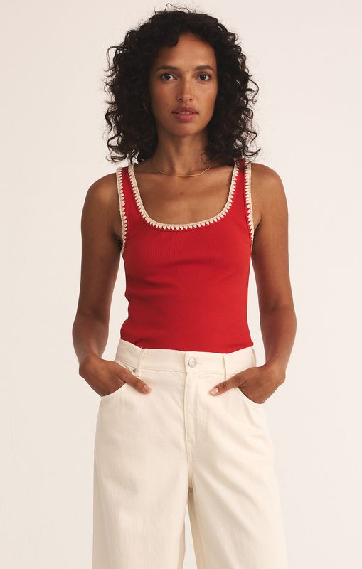 Z Supply Cabana Red Rib Stitched Tank