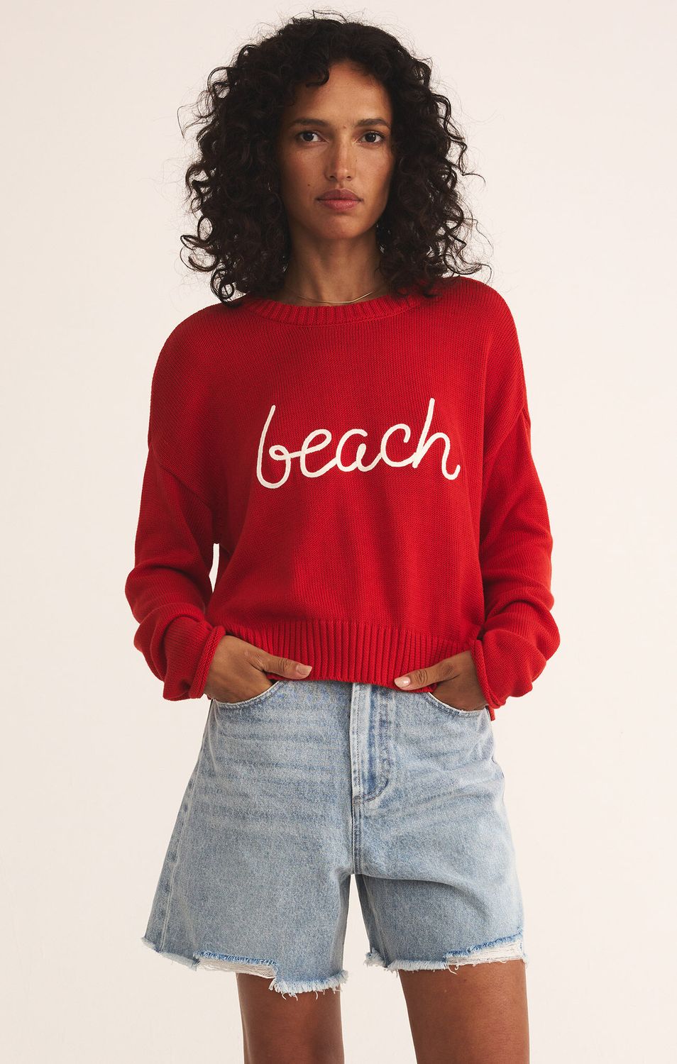 Z Supply Beach Sienne Cabana Red Sweater