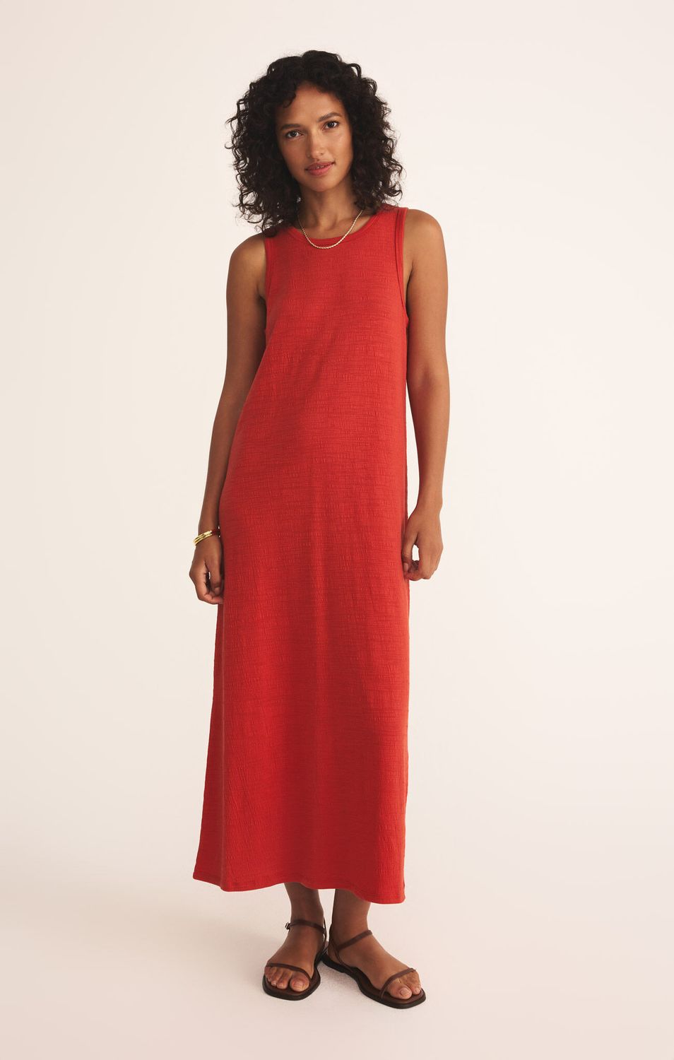 Z Supply Textured Cabana Red Midi Dress