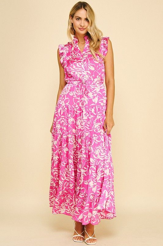 Pinch Pink Floral Print Maxi Dress