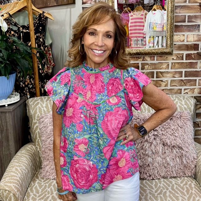 Gigio Smocked Floral Top