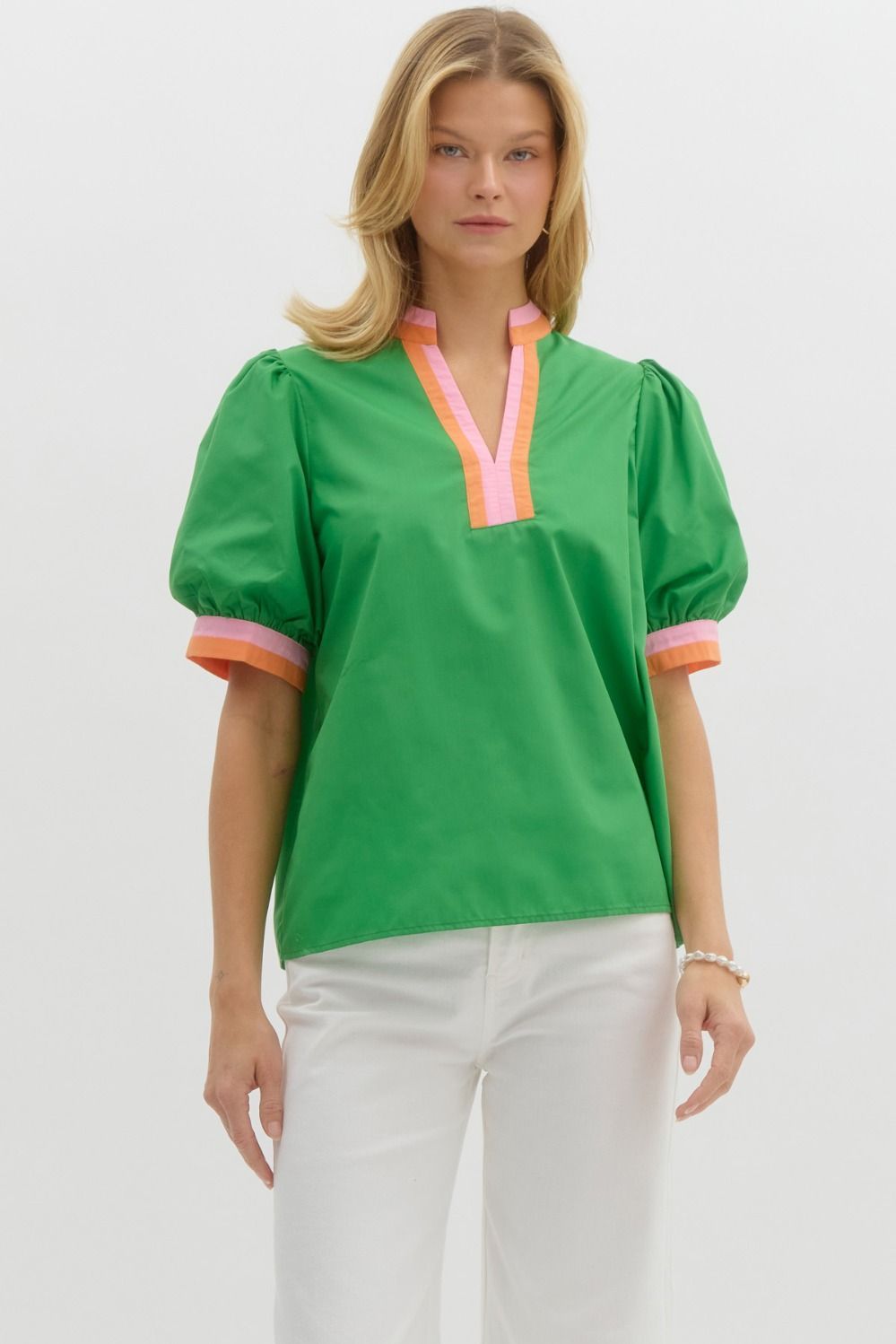 Entro Green Poplin Top