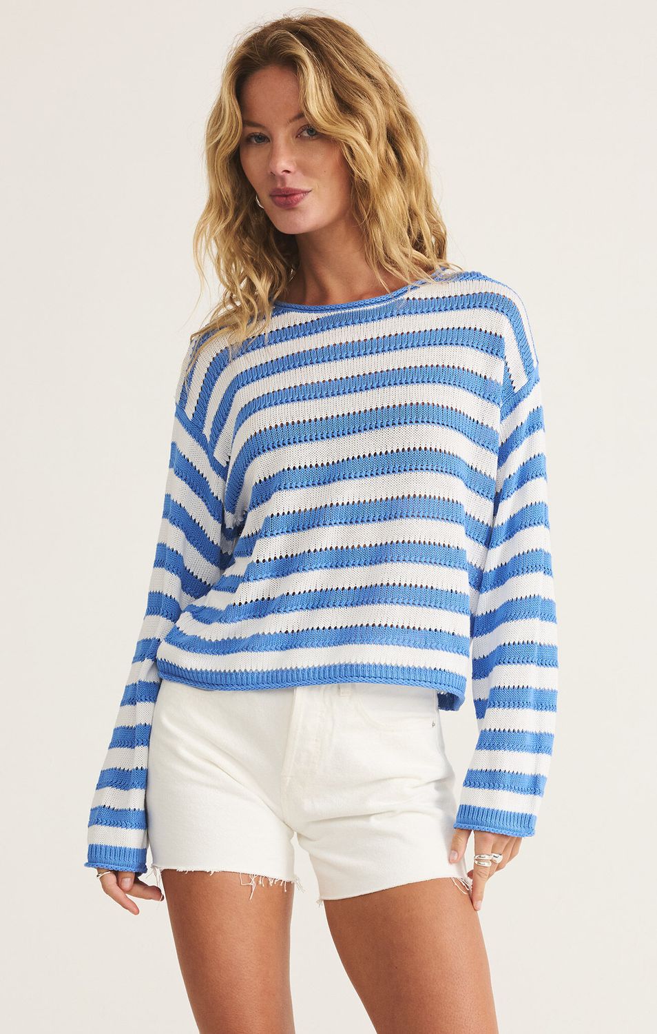Z Supply Prado Striped Blue Sweater 